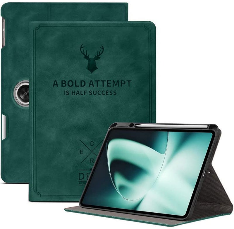 Robustrion Cover for OnePlus Pad Cover with Pencil Holder, Deer Patten Flip Case Cover for OnePlus Pad 11.61 inch 2023, Support Auto Sleep Wake - Dark Green - Image 1
