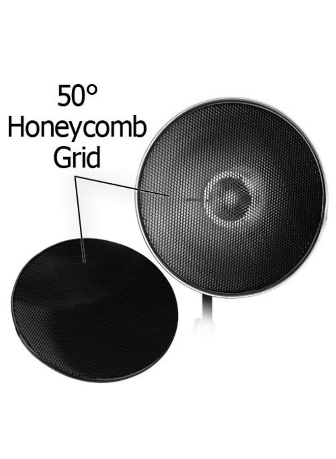 Fotodiox Pro Beauty Dish 22" with Honeycomb Grid and Speedring for Balcar, White Lightning, X800 Strobe & More - Image 3