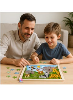 DECOR SOUQ 30-Piece Wooden Jigsaw Puzzle with Sturdy Board - Engaging Animal Safari Theme for Toddlers & Preschoolers Featuring Elephant, Giraffe, Monkey and So on - Develops Problem-Solving, Fine Motor Skills & Creativity - Durable, Eco-Friendly Material for Long-Lasting Use - Fun & Educational Toy for Early Learning - Ideal for Kid's Playtime & Gift Ideas - Bright, Colorful Design for Cognitive Stimulation - Perfect for Home, Classrooms or Travel - Encourages Interactive, Screen-Free Activities - Enhances Hand-Eye Coordination & Early Development - Children's Toys - Kids Toy - Children's Puzzle Games - Jigsaw Puzzles - Limited Stock  - Image 5