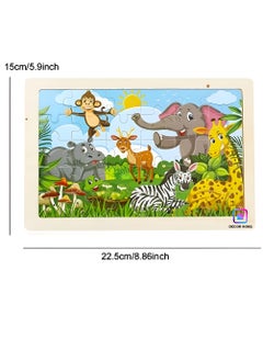 DECOR SOUQ 30-Piece Wooden Jigsaw Puzzle with Sturdy Board - Engaging Animal Safari Theme for Toddlers & Preschoolers Featuring Elephant, Giraffe, Monkey and So on - Develops Problem-Solving, Fine Motor Skills & Creativity - Durable, Eco-Friendly Material for Long-Lasting Use - Fun & Educational Toy for Early Learning - Ideal for Kid's Playtime & Gift Ideas - Bright, Colorful Design for Cognitive Stimulation - Perfect for Home, Classrooms or Travel - Encourages Interactive, Screen-Free Activities - Enhances Hand-Eye Coordination & Early Development - Children's Toys - Kids Toy - Children's Puzzle Games - Jigsaw Puzzles - Limited Stock  - Image 4