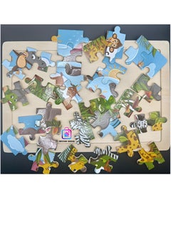 DECOR SOUQ 30-Piece Wooden Jigsaw Puzzle with Sturdy Board - Engaging Animal Safari Theme for Toddlers & Preschoolers Featuring Elephant, Giraffe, Monkey and So on - Develops Problem-Solving, Fine Motor Skills & Creativity - Durable, Eco-Friendly Material for Long-Lasting Use - Fun & Educational Toy for Early Learning - Ideal for Kid's Playtime & Gift Ideas - Bright, Colorful Design for Cognitive Stimulation - Perfect for Home, Classrooms or Travel - Encourages Interactive, Screen-Free Activities - Enhances Hand-Eye Coordination & Early Development - Children's Toys - Kids Toy - Children's Puzzle Games - Jigsaw Puzzles - Limited Stock  - Image 3