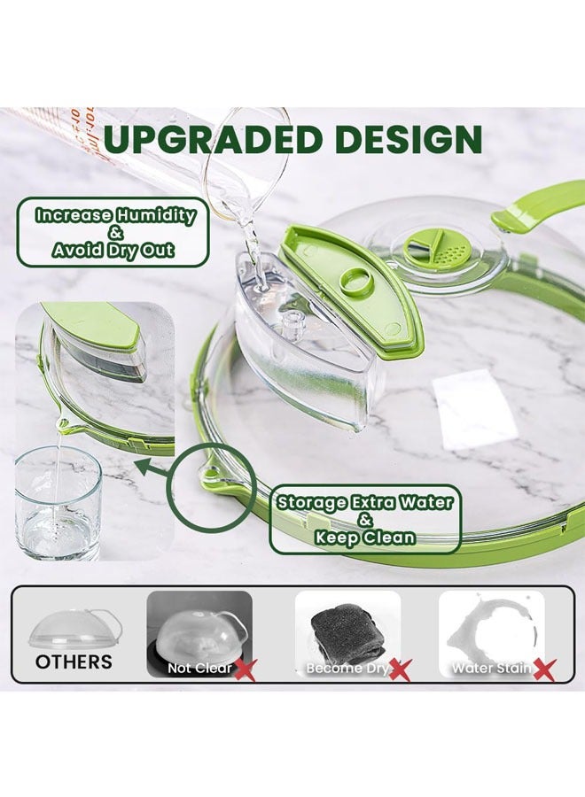 هاي هونور غطاء الميكروويف للطعام، غطاء مانع للتناثر في الميكروويف مقاس 11.8 بوصة، غطاء شفاف للطعام للميكروويف مع مقبض مدمج وبخار ماء، واقي من التناثر، هدايا منزلية لأساسيات المنزل (أخضر) - Image 3