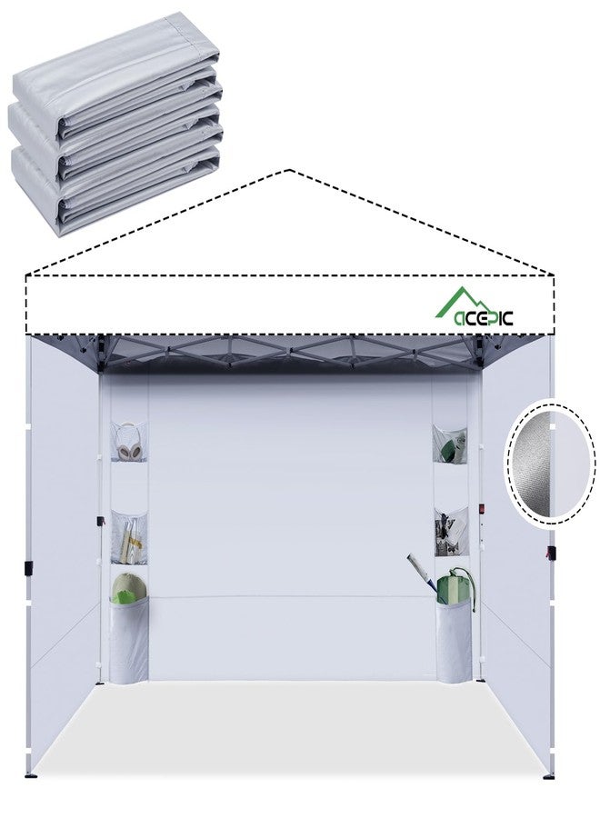 Acepic Canopy Tent SideWalls with 6 Pockets for 10x10 Pop Up Canopy, Waterproof and UV Protection, 3 Packs Straight Leg Canopy Sidewalls Only, White - Image 1