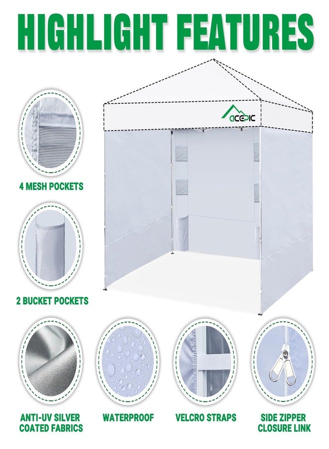 Acepic Canopy Tent SideWalls with 6 Pockets for 10x10 Pop Up Canopy, Waterproof and UV Protection, 3 Packs Straight Leg Canopy Sidewalls Only, White - Image 3