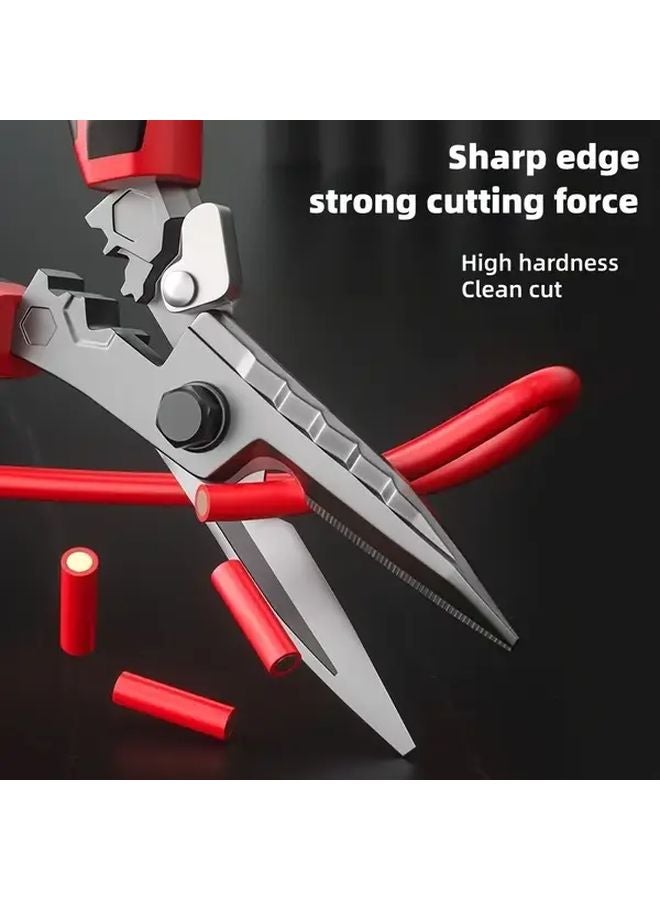 Red And Black Industrial Metal Plate Scissors Heavy Duty Aviation Pliers Blade Metalworker Precision Cutting Wire Stripping - Image 2