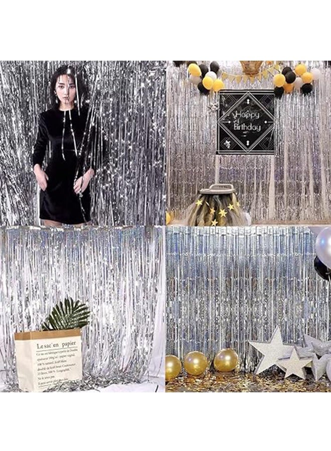 2 Pack Silver Foil Fringe Curtains, Backdrop For Party Decorations,Silver（1m x 3m ） - Image 3