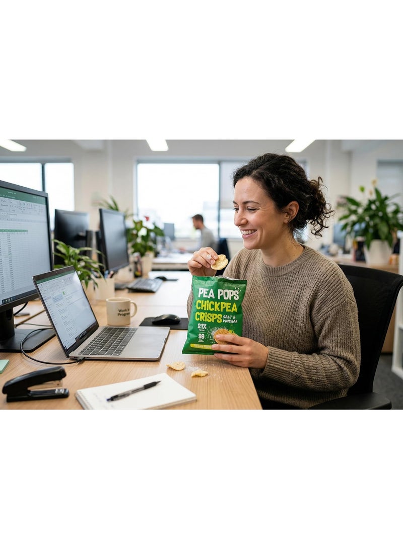 Pea Pops Healthy Chickpea Crisps - Low Calorie, Gluten Free, 28% Protein Snacks that are Popped Not Fried (23g, Salt & Vinegar) - Image 5