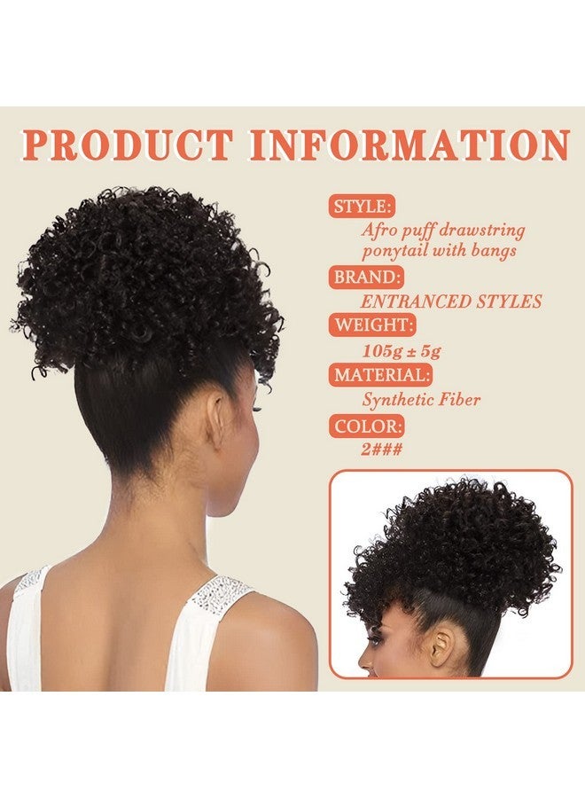 إنترانسد ستايلز تسريحات شعر جذابة ذيل حصان برباط مع غرة، وصلات شعر ذيل حصان أفريقي منتفخ للنساء ذوات البشرة السمراء، ذيل حصان قصير مجعد منتفخ مع غرة، شعر مستعار ملفوف ومشبك مجعد - Image 4