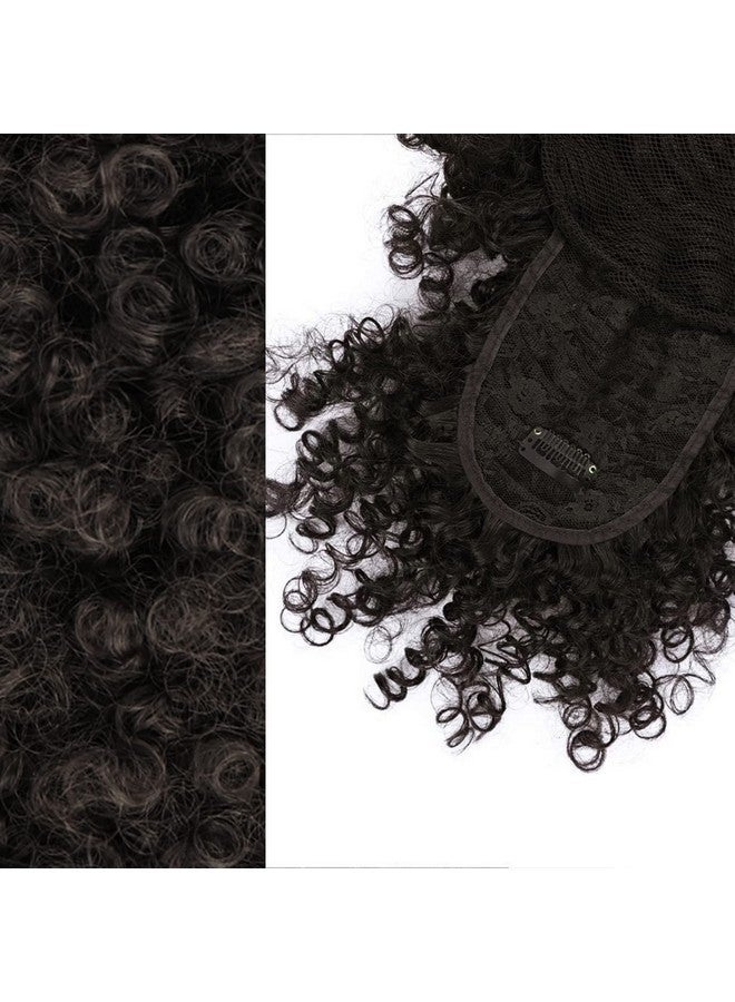 إنترانسد ستايلز تسريحات شعر جذابة ذيل حصان برباط مع غرة، وصلات شعر ذيل حصان أفريقي منتفخ للنساء ذوات البشرة السمراء، ذيل حصان قصير مجعد منتفخ مع غرة، شعر مستعار ملفوف ومشبك مجعد - Image 5