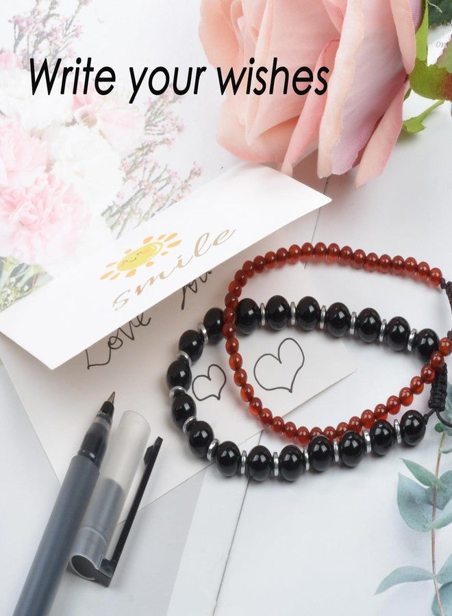 CHCCOYE 6mm Handmade Adjustable Natural Gemstone Crystal Bracelet Healing Power Energy Inspirational Gifts with Card for Unisex (Black Lava) - Image 5
