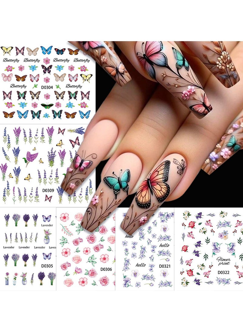 Goolsky Violet Sunflower Nail Stickers Set 30 different styles with adhesive backing, small patterns, colorful flower nail stickers - Image 5