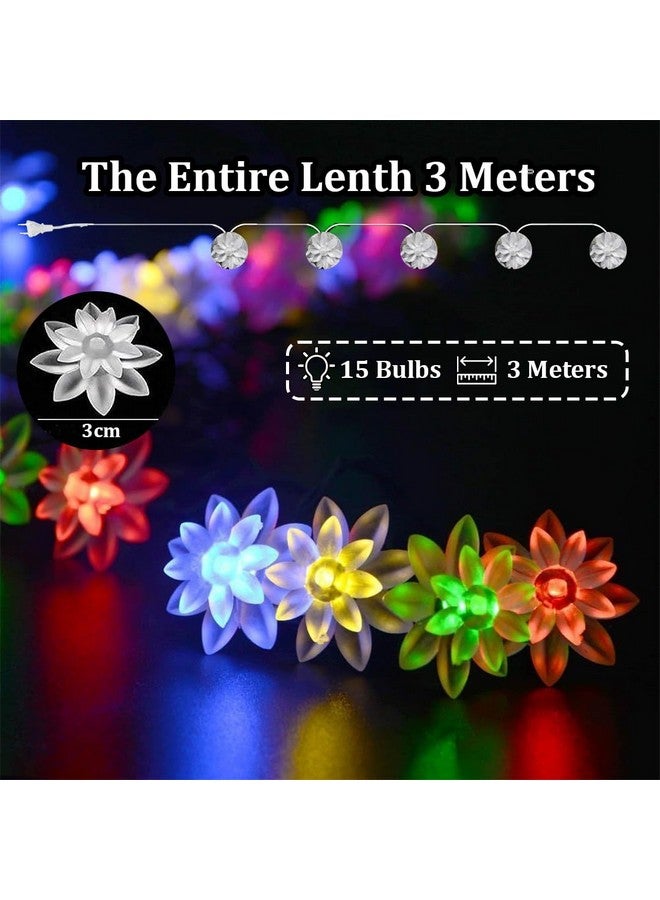 fizzytech fizzytech Plastic 15 LED Lotus Multi String Lights of Home Decoration Diwali Light for Party Birthday Diwali Christmas Navratri Valentine Gift Home Decoration Light (15 LED Lotus Multi)  - Image 5