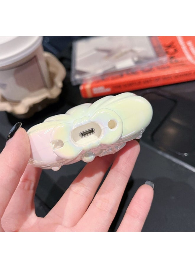 Generic - Korean Ins Laser Colorful Shell For Apple Airpods Bluetooth Headset Protective Case For Pro/1/2 Generation-Color:White-Applicable Models:Airpods 1/2 Generation - Image 1