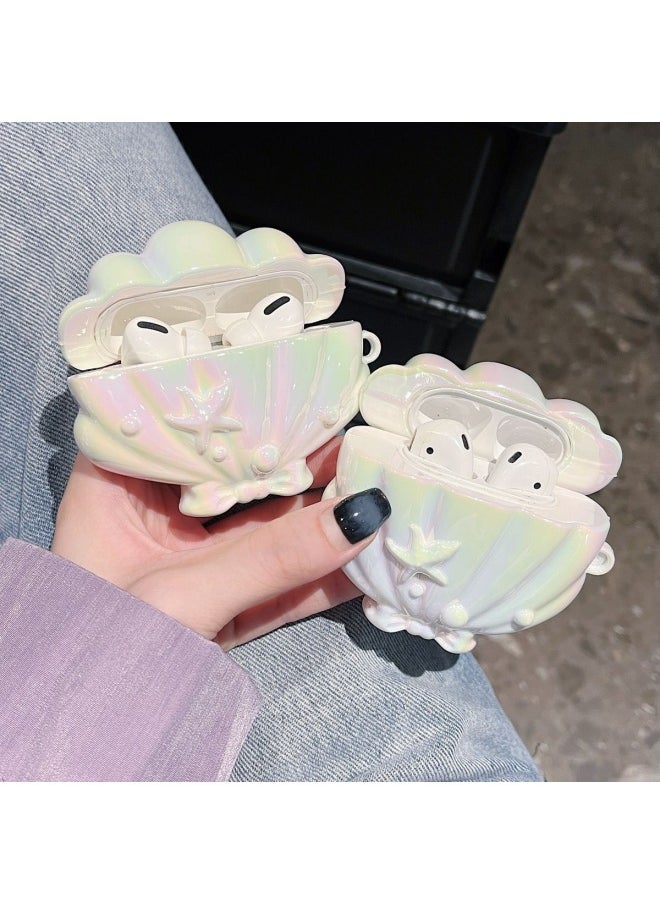 Generic - Korean Ins Laser Colorful Shell For Apple Airpods Bluetooth Headset Protective Case For Pro/1/2 Generation-Color:White-Applicable Models:Airpods 1/2 Generation - Image 1