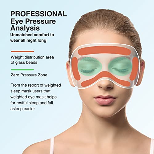 YFONG Weighted Sleep Mask, Women Men 3D Eye Mask Blocking Lights Sleeping Mask (4.2oz/120g), Pressure Relief Night Sleep Eye Mask with Adjustable Strap, Eye Cover Blindfold for Travel Nap Yoga, Pink - Image 5
