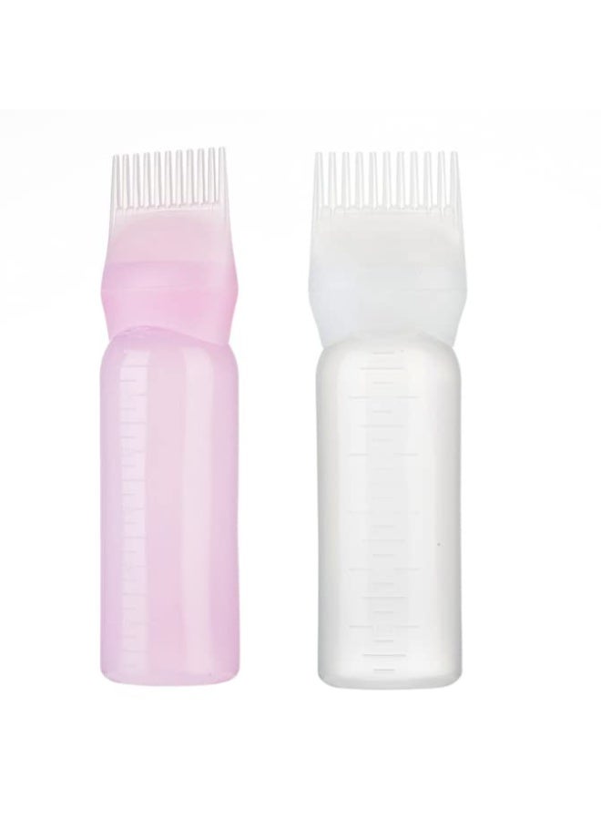 Red Blossom 2-Pack Root Comb Applicator Bottles – 6 oz Hair Dye Bottles with Graduated Scale | Clear Squeeze Bottles with Applicator Brush for Hair Color, Oils & Treatments  - Image 1
