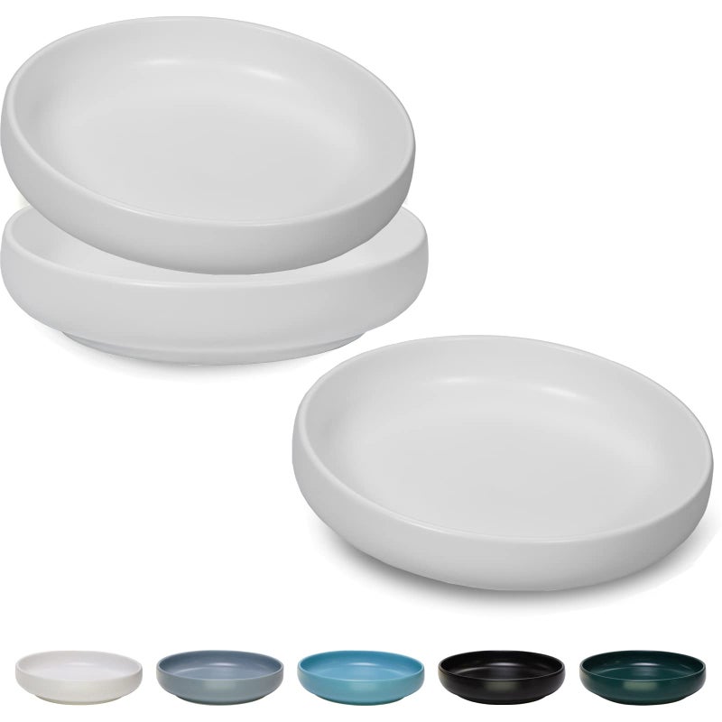 Lfpkixise Ceramic Cat Bowls,Shallow Cat Dishes for Food and Water, 6 inch Matte Finish Wide Cat Food Bowl,Whisker Fatigue Free Pet Puppy Kitten Bowl Set of 3,Dishwasher Safe - Image 1