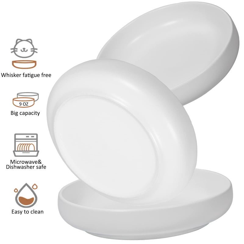 Lfpkixise Ceramic Cat Bowls,Shallow Cat Dishes for Food and Water, 6 inch Matte Finish Wide Cat Food Bowl,Whisker Fatigue Free Pet Puppy Kitten Bowl Set of 3,Dishwasher Safe - Image 2