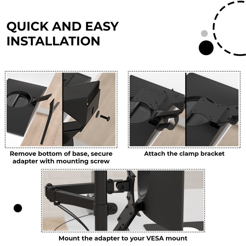 HumanCentric محول تركيب VESA من HumanCentric متوافق مع شاشات سامسونج المنحنية 32 بوصة CF397 و 24 بوصة CRG5، محولات تركيب VESA تثبت الشاشة على قاعدة VESA، ذراع، أو قاعدة مكتب بحجم 75x75 أو 100x100 مم - Image 5