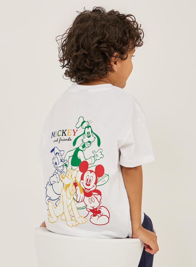 ستايلي تيشيرت ميكي وأصدقاؤه بطبعة أكمام قصيرة فضفاض - Image 1