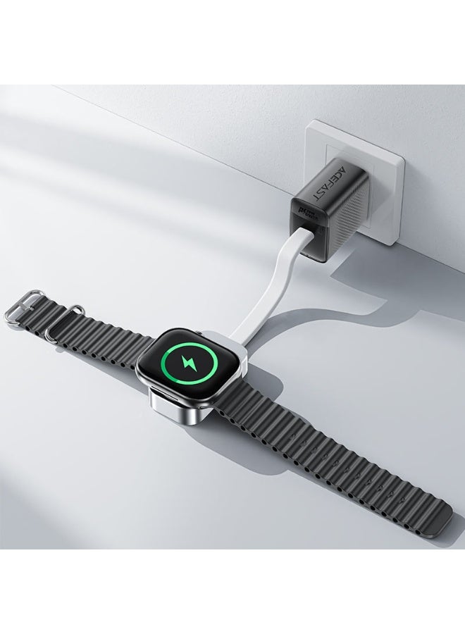 ACEFAST Magnetic Wireless Charger for iWatch E21, 5W Wireless Charging, Built-in USB-C Cable, Multiple Safety Protection, Fast Charging - Silver - Image 4