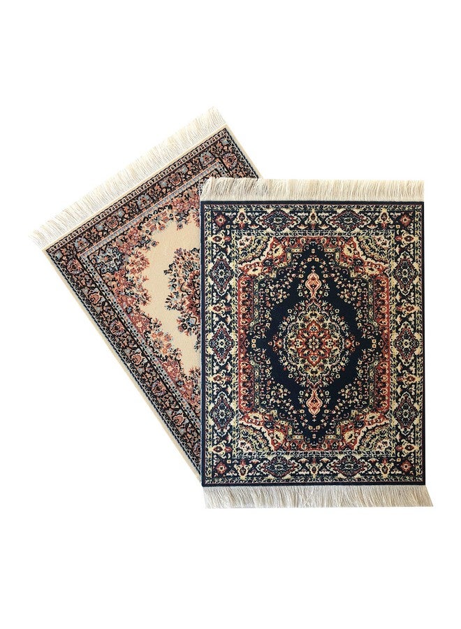 Inusitus Set Of 2 Dollhouse Carpets Miniature Dolls House Accessory 10X7 Rugs Rectangle Toy Furniture Carpeting Decor - Image 1