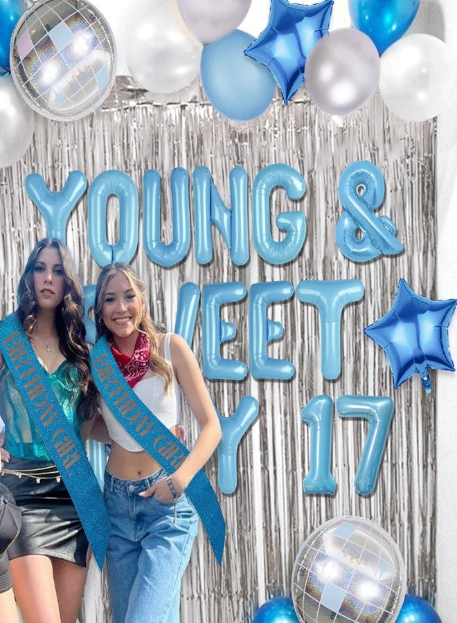 Roaring Good Time Mamma Mia Party Decorations Silver Blue Young and Sweet Only 17 Birthday Decoration Banner Dancing Queen 17 Decoration Disco Bachelorette Party Decorations Mamma Mia Bachelorette - Image 5