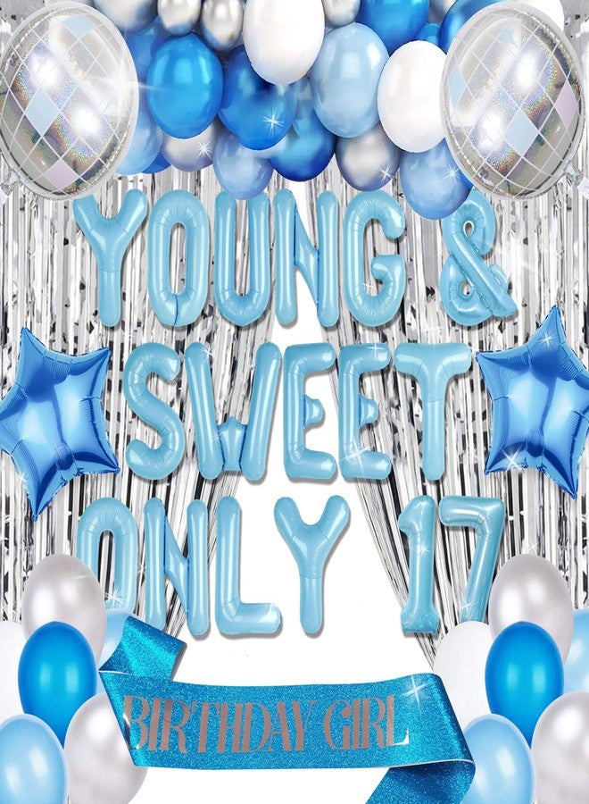 Roaring Good Time Mamma Mia Party Decorations Silver Blue Young and Sweet Only 17 Birthday Decoration Banner Dancing Queen 17 Decoration Disco Bachelorette Party Decorations Mamma Mia Bachelorette - Image 1