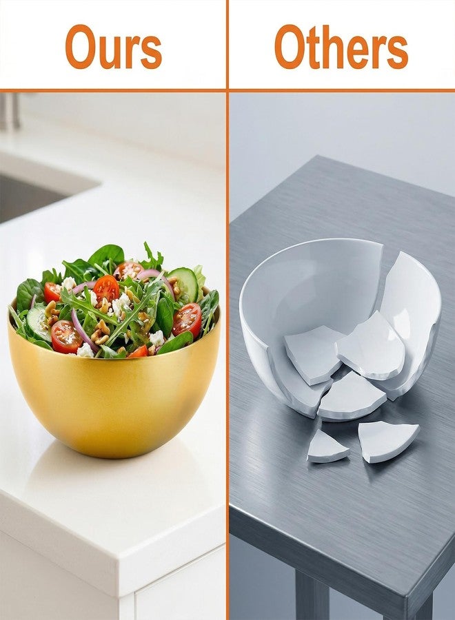 PLMMOUT 10 Pcs Gold Bowls, 4.7 Inch Stainless Steel Mixing Serving Bowls, Decorative Small Metal Bowls, Gold Mixing Bowl for Salad Dessert Fruit Cereal Soup Party Cooking Baking Prepping - Image 4