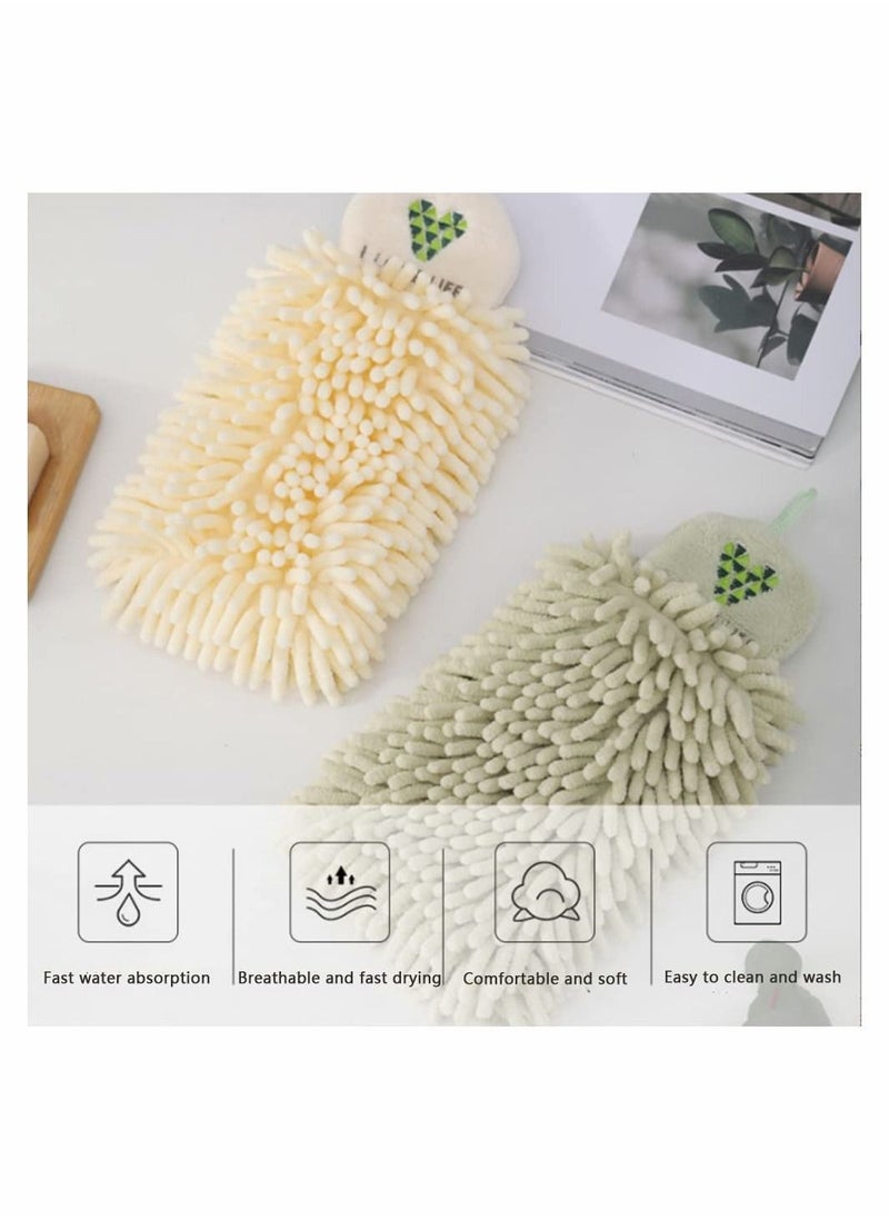 Y&D 2Pcs Hand Towels for Bathroom Decorative Set SYOSI Chenille Hanging Microfiber Plush Absorbent Soft Small Bath Towel with Loop Kitchen Washstand  - Image 5
