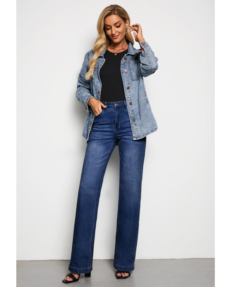 GRAPENT 90s Women's Summer Jeans Light Wash Indigo SkyBlue Size L 12 14 - Image 5