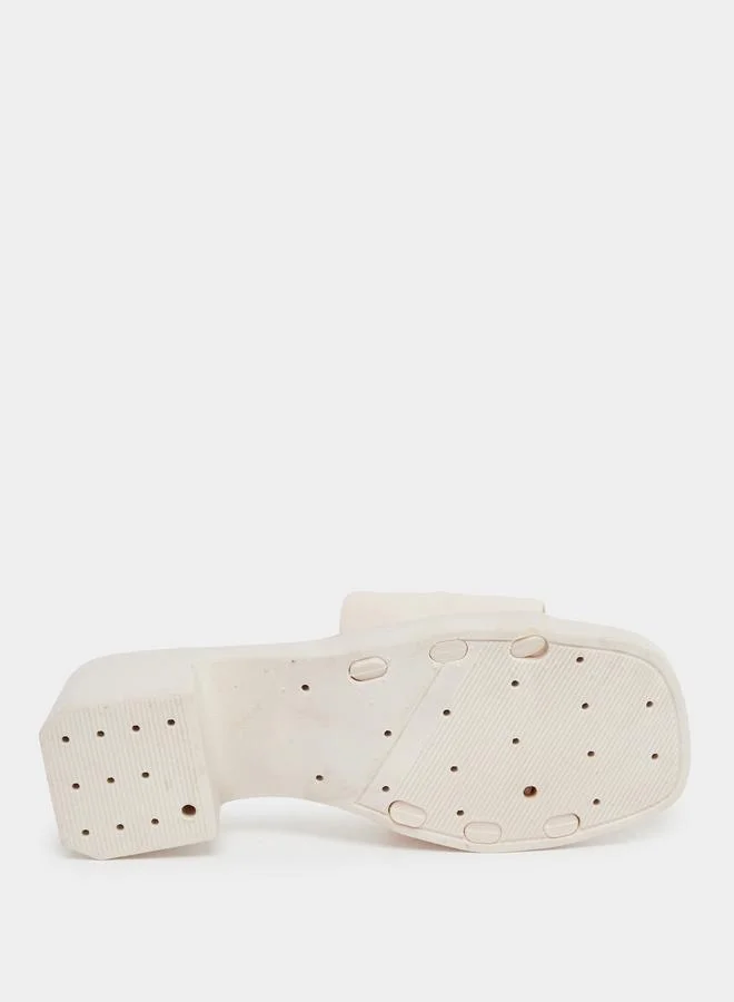 Take Two Take Two Textured Strap Block Heel Slip On Sandals