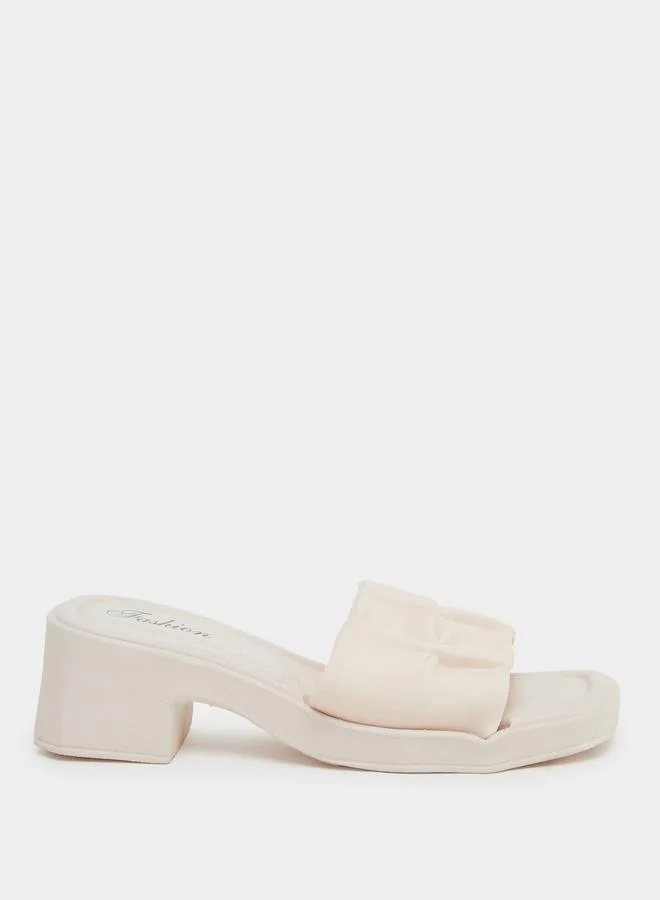 Take Two Take Two Textured Strap Block Heel Slip On Sandals