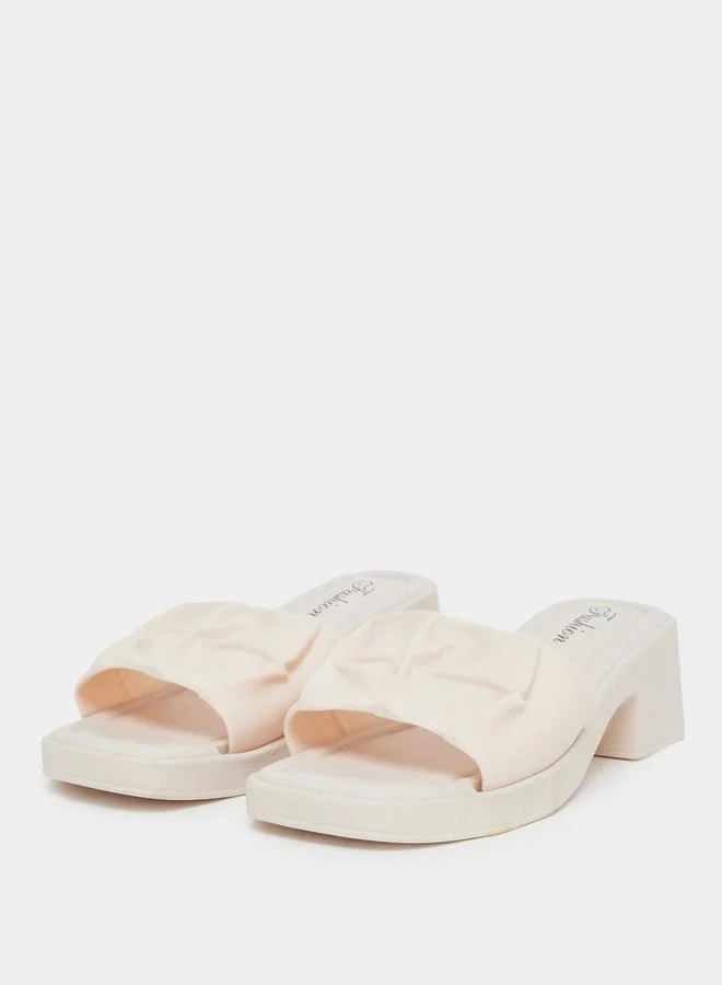 Take Two Take Two Textured Strap Block Heel Slip On Sandals