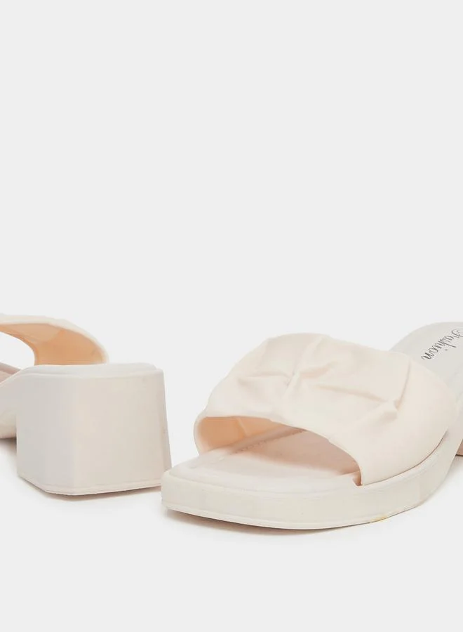 Take Two Take Two Textured Strap Block Heel Slip On Sandals