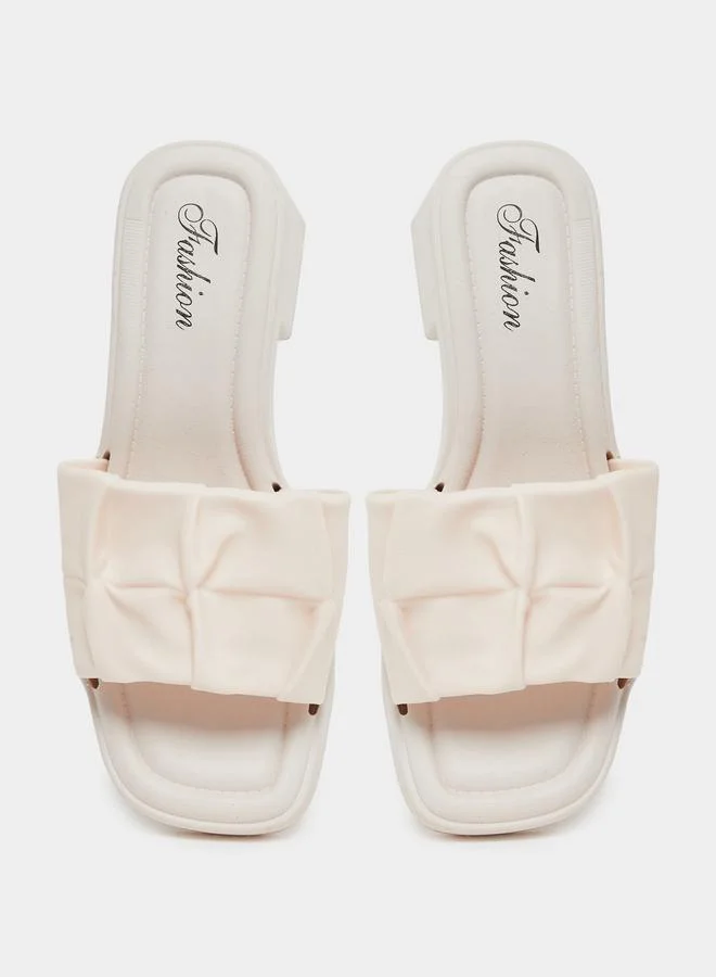 Take Two Take Two Textured Strap Block Heel Slip On Sandals