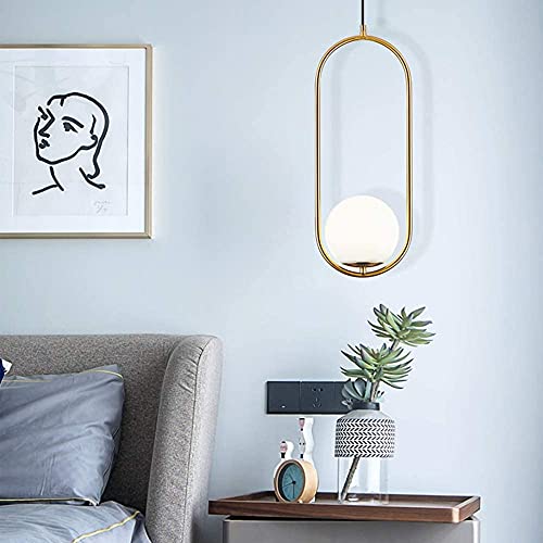 VRCT Pendant Lighting with Round Glass Shade, Adjustable Cord Farmhouse Kitchen Lamp Bulb Included - Image 2