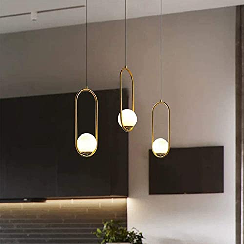 VRCT Pendant Lighting with Round Glass Shade, Adjustable Cord Farmhouse Kitchen Lamp Bulb Included - Image 3