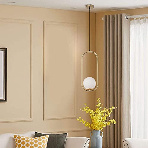 VRCT Pendant Lighting with Round Glass Shade, Adjustable Cord Farmhouse Kitchen Lamp Bulb Included - Image 4