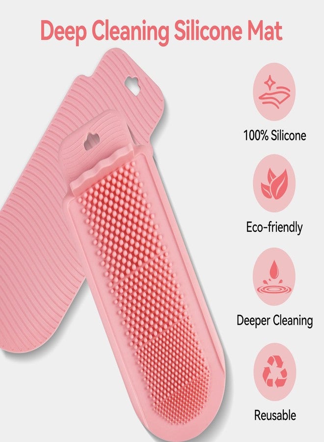 Pinseln Silicone Cleaning Mat for Lymphatic Brush, Foldable Silicone Pad with Multi-Texture, Makeup Brush Cleaner Mats, Cosmetic Cleaning Pads Deep Cleans & Protects Brushes, Portable for Travel Home Use - Image 2