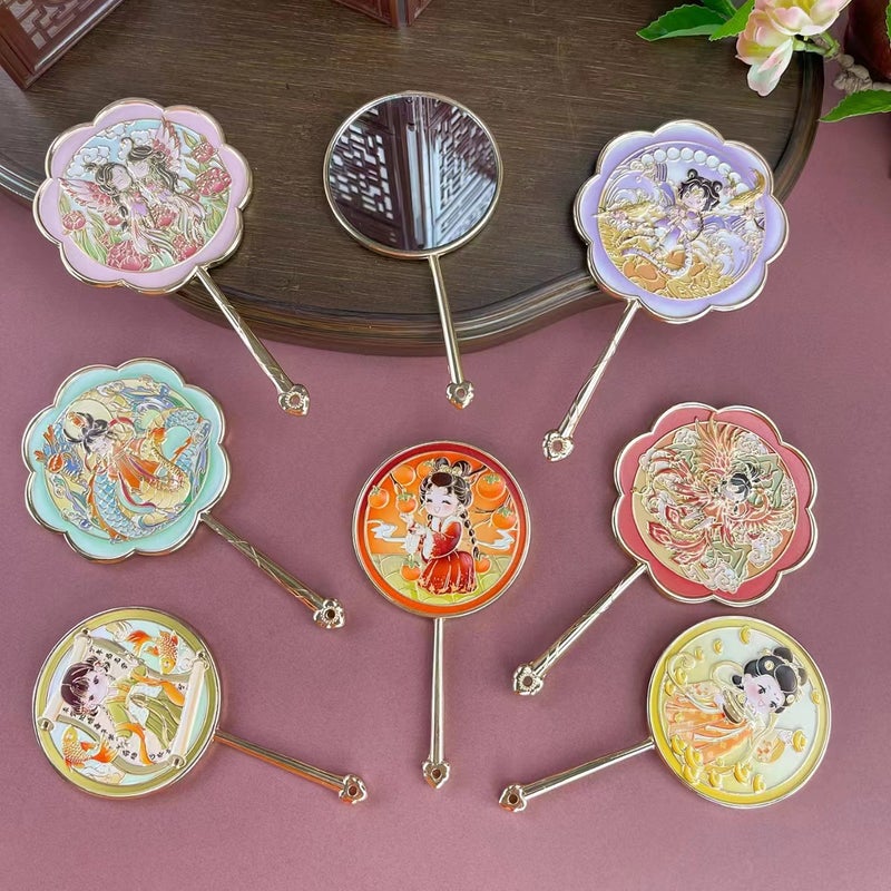 Factory Girl'S Antique Mirror Handheld Tourist Attraction Portable Compact Chinese Style Creative Metal Souvenir - Image 2