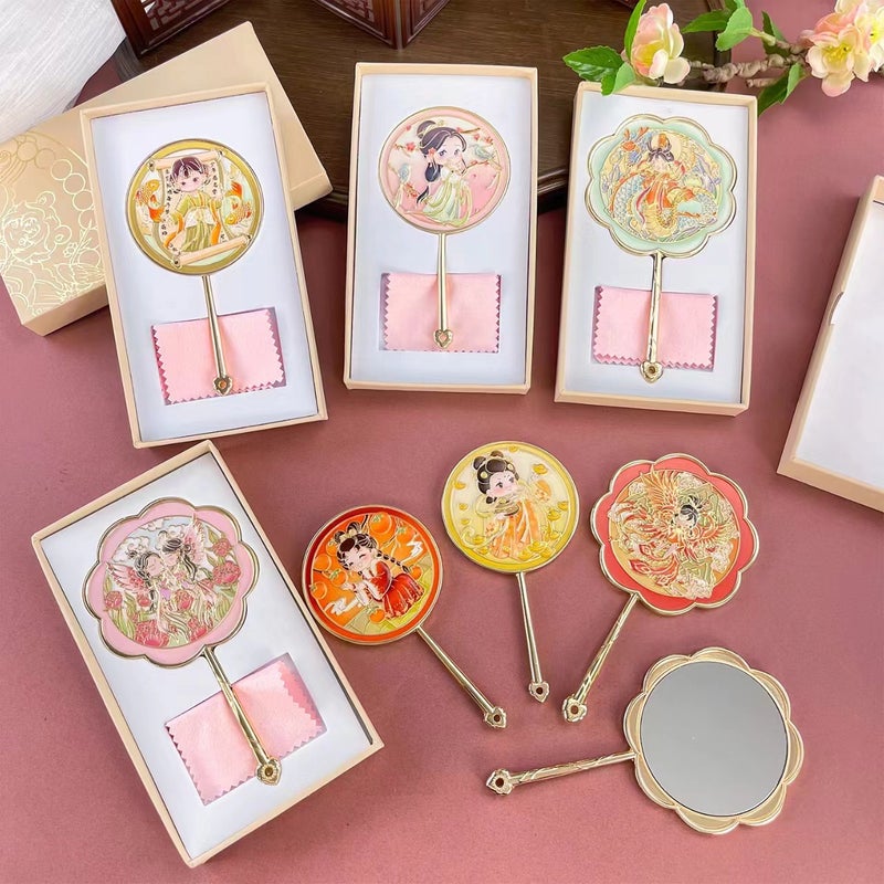 Factory Girl'S Antique Mirror Handheld Tourist Attraction Portable Compact Chinese Style Creative Metal Souvenir - Image 3