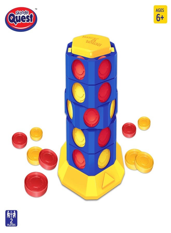 Skoodle Quest Bridge 4 Twist & Turn Tower Board Game Strike 4 Stacking Game for Kids & Adults Drop Connect & Match Puzzle 2 Player Toys for Kids Fun Family Game Age 6+ - Image 3