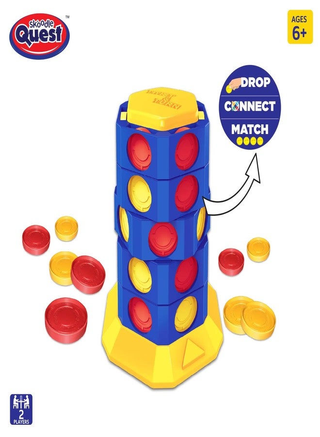 Skoodle Quest Bridge 4 Twist & Turn Tower Board Game Strike 4 Stacking Game for Kids & Adults Drop Connect & Match Puzzle 2 Player Toys for Kids Fun Family Game Age 6+ - Image 4