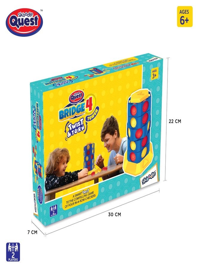 Skoodle Quest Bridge 4 Twist & Turn Tower Board Game Strike 4 Stacking Game for Kids & Adults Drop Connect & Match Puzzle 2 Player Toys for Kids Fun Family Game Age 6+ - Image 2