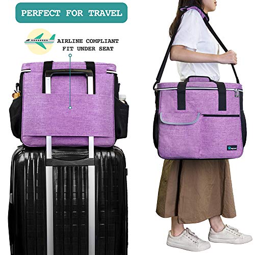 PetAmi Dog Travel Bag, Travel Pet Bag Organizer, Dog Food Travel Bag with Food Container and Bowls, Dog Travel Supplies Gift Accessories for Weekend Camping, Dog Cat Diaper Bag (Purple, Large) - Image 5