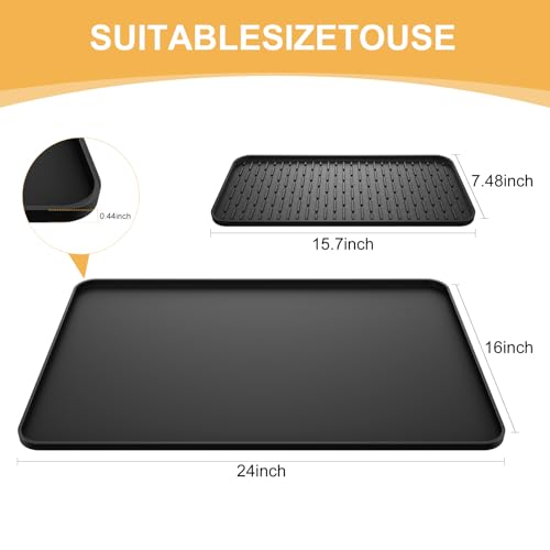 Garolue Silicone Coffee Mat, 24''x16'' Bar Mat with Detachable Dish Drying Mat - Fits Under Coffee Maker & Dish Rack - Image 5