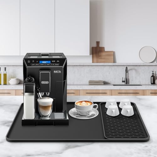 Garolue Silicone Coffee Mat, 24''x16'' Bar Mat with Detachable Dish Drying Mat - Fits Under Coffee Maker & Dish Rack - Image 2