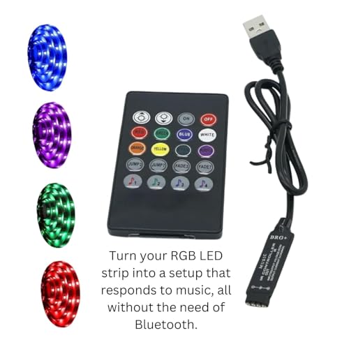 SNOOGG Simple Plug n Play 20 Keys 5V Music Infrared Remote Controller, USB 5V RGB LED Strip Light for WS2811 WS2812B No Blue Tooth or App Required (1 Set Pack) - Image 2