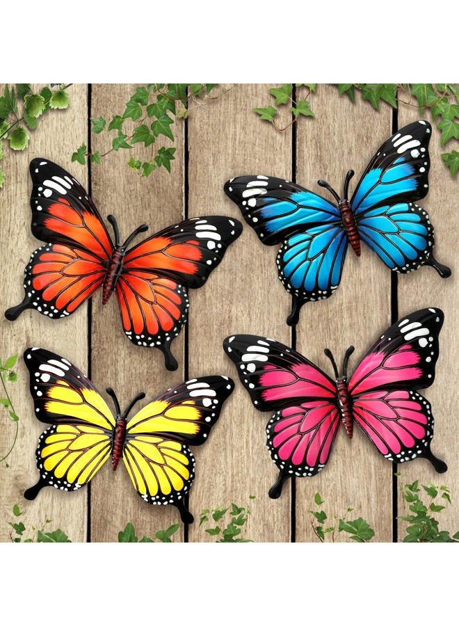 LSFFM Butterfly Wall Outdoor Decor, 4 Pack 6.5in Butterflies Wall Sculpture Hanging Decorations for Outdoor Fences Patio Yard Fence Garden Decorations - Image 1
